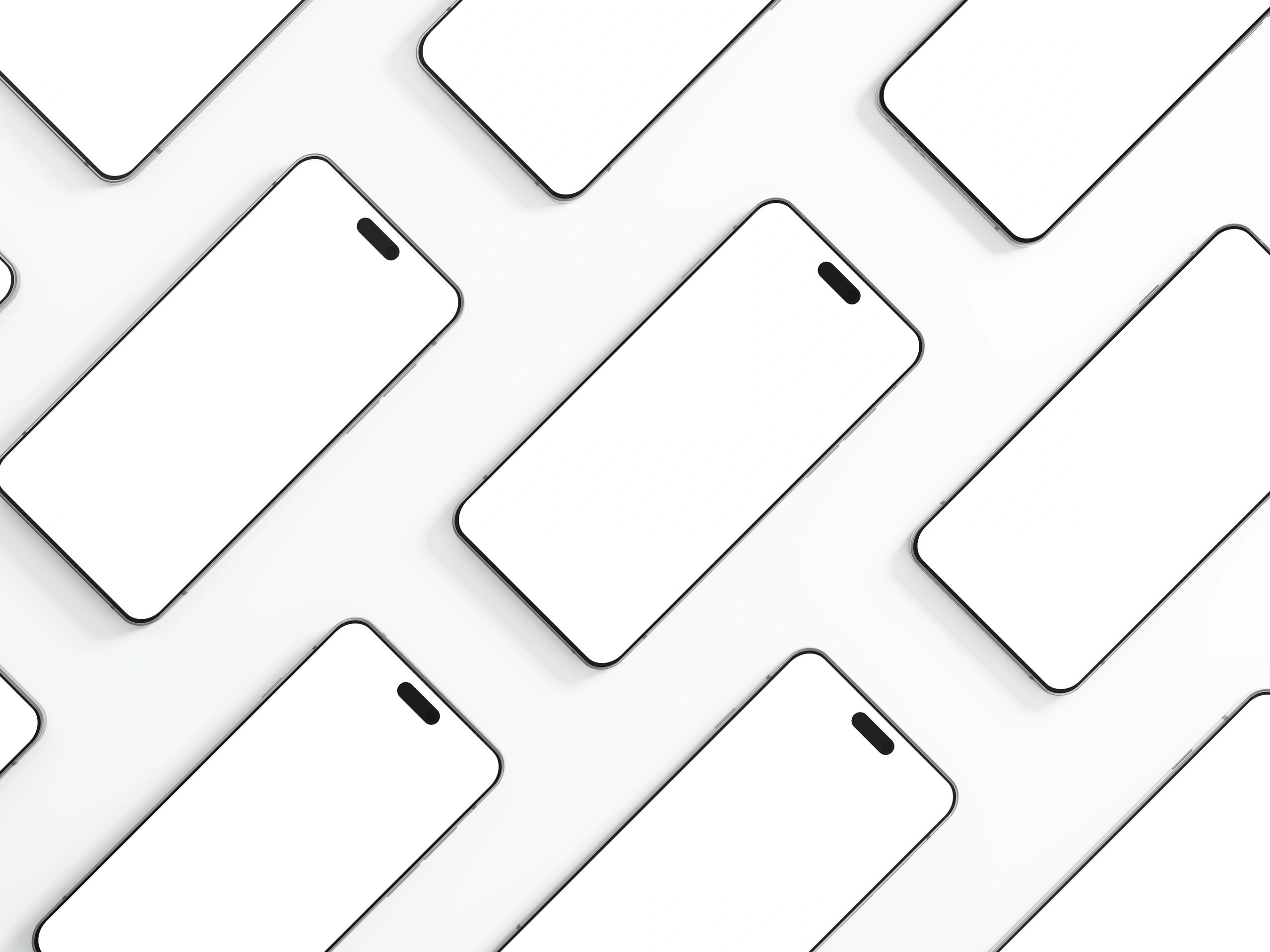 Smartphone mockups with blank screens for showcasing social media post designs
